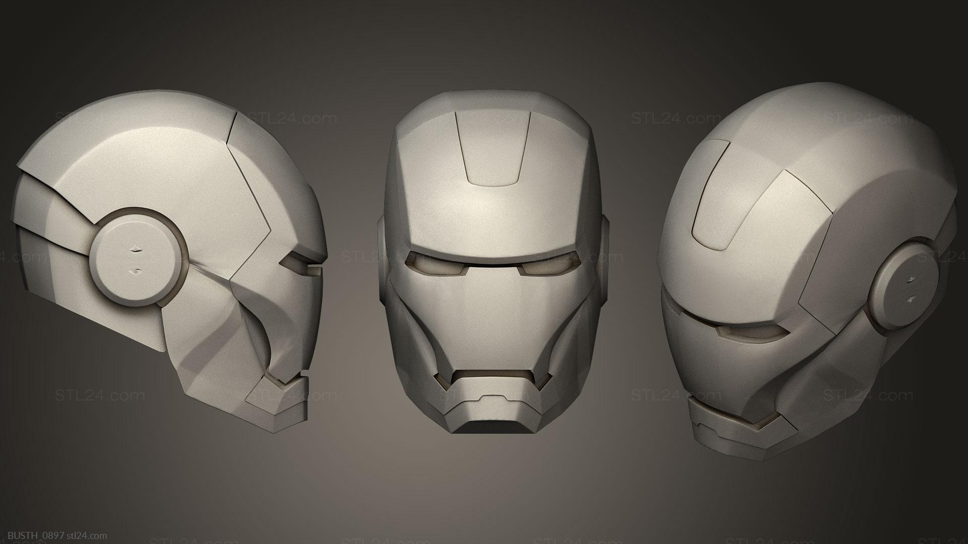 Бюсты монстры и герои (Шлем Железного Человека, BUSTH_0897) 3D модель для ЧПУ станка
